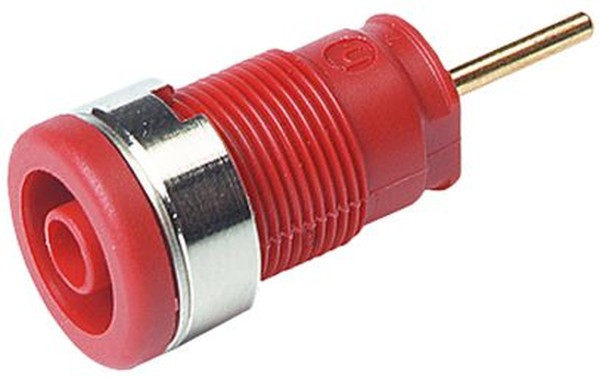 972359101, Red Female Banana Socket, 4 mm Connector, Solder Termination, 24A, 1000V ac/dc, Gold