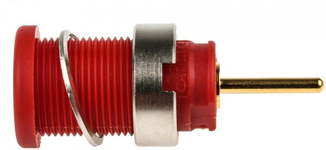 972359101, Red Female Banana Socket, 4 mm Connector, Solder Termination, 24A, 1000V ac/dc, Gold