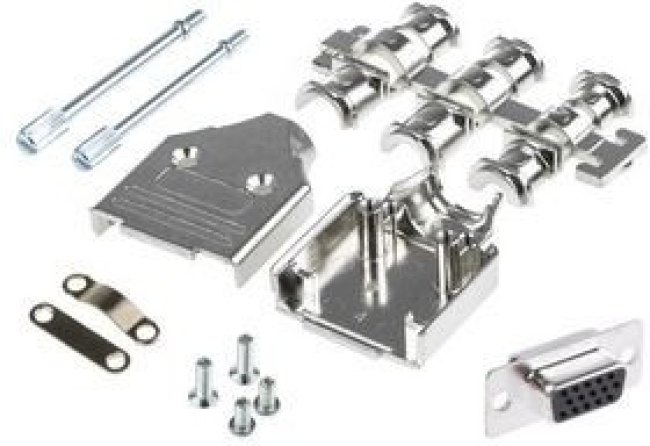 MHDM9-HD15FS-K, D-Sub Connector Kit, DA-15 Socket, Solder, Die-Cast Zinc Alloy