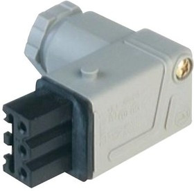 STAKWI 3, Прямоугольный разъем питания, серый, 3 контакт(-ов), ST, Монтаж на Кабель, Винт, Гнездо