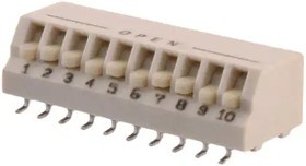 76HPSB10GWRT, DIP Switches / SIP Switches DIP Switch SPST Piano-GullWing 10Pos