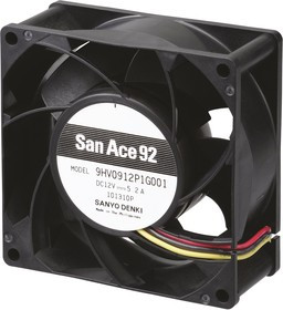 9HV0948P1G001, San Ace 9HV Series Axial Fan, 48 V dc, DC Operation, 306m³/h, 57.6W, 1.2A Max, 92 x 92 x 38mm