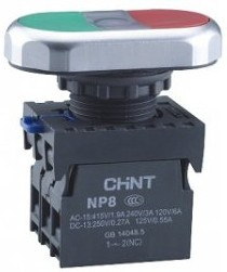 NP8-11SD 110-230VAC, Кнопка сдвоенная с подсветкой ON-OFF/OFF-ON желтая