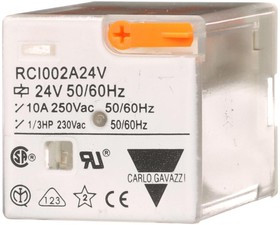 RCI002A24V, POWER RELAY, DPDT, 24VAC, 10A, SOCKET