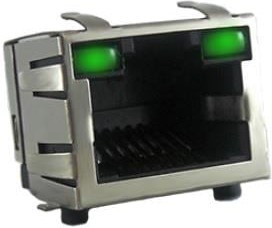 RJCSE-5381-01, Modular Connectors / Ethernet Connectors RJ45;8 contacts;sh RA TH;SMT w/LEDs