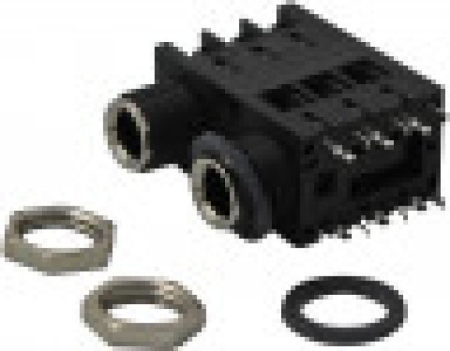 ACJS-MHD, Phone Connectors 1/4" PHONE SKT STR HPCB PIGYBAC MET NUT