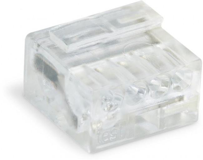 243-144, Клемма микро, 4 контактная, 0,6-0,8 мм, прозрачная