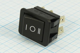 Переключатель клавишный 2-х полюсный, 6T, 250В/16А, ON-OFF-(ON), черный, SC787-6C; №1093 B Пкл\\15\2xON-OFF-(ON)\ \чер\чер\\6T\SC787-6C\