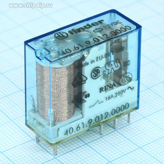 40.61.9.012.0000, Реле 1 переключ. 12VDC, 16A/230VAC SPDT