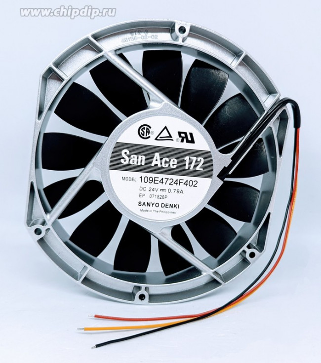 109E4724F402, DC Fan Ball Bearing 24V 0.87A 20.9W 3000RPM 204CFM 54dB Flange Mount