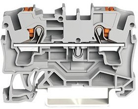 2204-1201, Клеммная колодка на DIN рейку, Through, 2 вывод(-ов), 20 AWG, 10 AWG, 4 мм², Зажим, 32 А