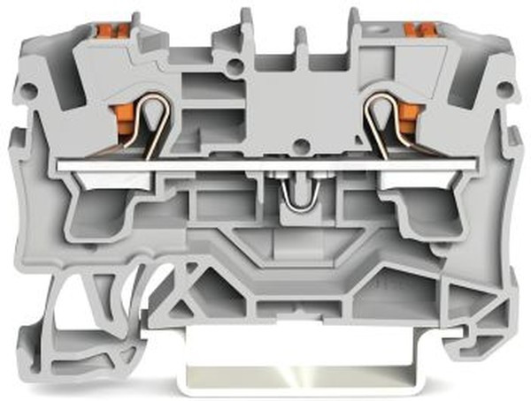 2204-1201, Клеммная колодка на DIN рейку, Through, 2 вывод(-ов), 20 AWG, 10 AWG, 4 мм², Зажим, 32 А