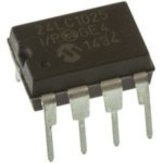 24LC1025-I/P, EEPROM Serial-I2C 1M-bit 128K x 8 3.3V/5V 8-Pin PDIP Tube 24LC1025-I/P, EEPROM Serial-I2C 1M-bit 128K x 8 3.3V/5V 8-Pin PDIP Tube