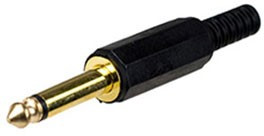1-100G, штекер аудио 6.35мм моно пластик на кабель "позолоченный"