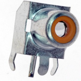 RCJ-017, Metal Right-Angle, RCA Jack, Orange Insulator RCJ-017, Metal Right-Angle, RCA Jack, Orange Insulator