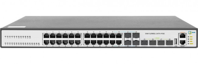 Коммутатор SNR SNR-S2995G-24TX-POE 24G 4SFP+ 370W управляемый