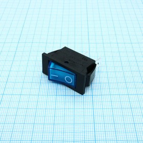 RK1-17 1X1 B/BL"0-", Переключатель ON-OFF без подсветки цвет корпуса (черный) цвет кнопки (синий) надпись на кнопке "0-"