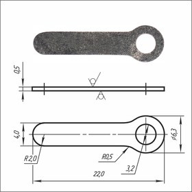 Лепесток латунный никелированный PSV 1-1-3,2-22-03 Лепесток латунный никелированный PSV 1-1-3,2-22-03