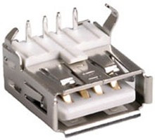 USBA-1J-W, розетка на плату тип А белая (151-W103 USBA-1J)