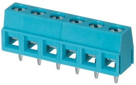 TB006-508-06BE, Fixed Terminal Blocks Terminal block, screw type, 5.08 , horizontal, 6 poles, CUI Blue, slotted screw, PCB mount
