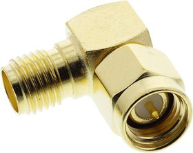 J01154A0021, Right Angle 50 RF Adapter SMA Plug to SMA Socket 12.4GHz