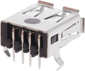 1903814-1, USB Connectors STD 2.0 IND USB A 4P R/A RCPT 1 ROW