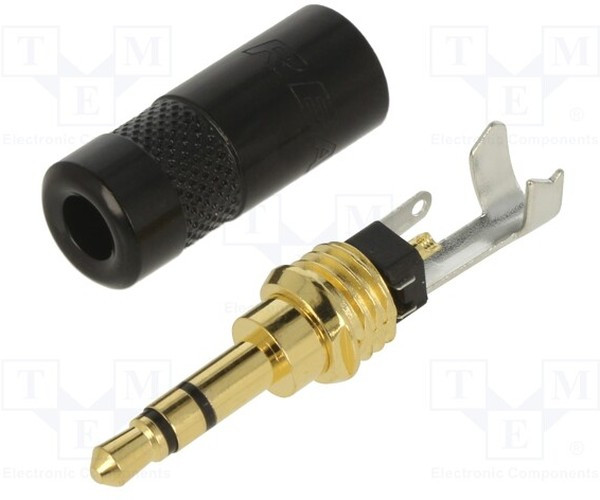 NYS231BG, Phone Connectors Plug 3.5mm stereo black/gold REAN