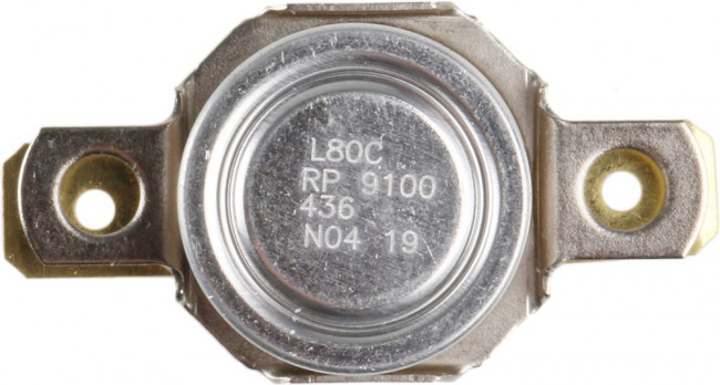 2455RP 9100-436 L80C, Bi-Metallic Thermostat, Opens at +80°C, Closes at +65°C, +186°C Max, NC, Automatic Reset