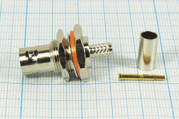 Высокочастотный разъём BNC с креплением на панель под кабель RG; №9428 гн BNC\RG58\пан\обж\гай 12мм Высокочастотный разъём BNC с креплением на панель под кабель RG; №9428 гн BNC\RG58\пан\обж\гай 12мм