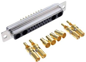 682M21WA4SL001, D-Sub Mixed Contact Connectors Coax Combo D Solder Cup 21WA4/F/50O/SC