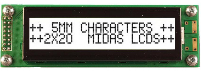 MC22005A6W-FPTLW3.3-V2, MC22005A6W-FPTLW3.3-V2 LCD LCD Display, 2 Rows by 20 Characters MC22005A6W-FPTLW3.3-V2, MC22005A6W-FPTLW3.3-V2 LCD LCD Display, 2 Rows by 20 Characters