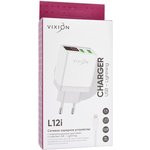 Блок питания (сетевой адаптер) VIXION L12i 2xUSB, 3.1A с кабелем Lightning (1м) с дисплеем (белый)