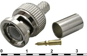 BNC-C59P, Разъём высокочастотный, штекер BNC, обжимной на кабель RG59