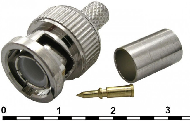 BNC-C59P, Разъём высокочастотный, штекер BNC, обжимной на кабель RG59