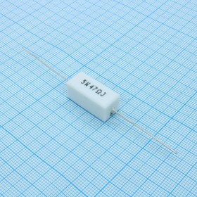 SQP5WJ47RB, (SQP 5W 47 5%), Резистор керамический цементный аксиальный (SQP) 5Вт 47Ом +5%