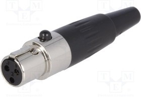 MXLR-3G, Вилка, XLR mini, "мама", PIN 3, на провод, пайка, прямой