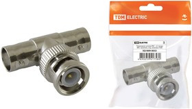 Переходник штекер BNC - х2 гнезда BNC (тройник), инд. упаковка TDM