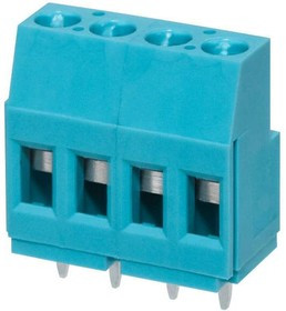 TB009-508-04BE, Fixed Terminal Blocks Terminal block, screw type, 5.08 , horizontal, 4 poles, CUI Blue, slotted screw, PCB mount