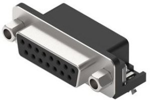 618015231121, D-Sub Connector with Hex Screw, 8mm, Angled, Socket, DA-15, PCB Pins, Black 618015231121, D-Sub Connector with Hex Screw, 8mm, Angled, Socket, DA-15, PCB Pins, Black