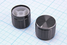 Ручка круглая диаметр 25.5мм, диаметр регулятора 6.0мм, металл, черный, 25.5x17HRP2; №15953 ручка d6,0z18\20,5x17\ мет\чер\\KNRB015