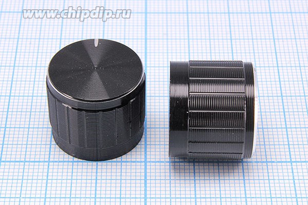 Ручка круглая диаметр 25.5мм, диаметр регулятора 6.0мм, металл, черный, 25.5x17HRP2; №15953 ручка d6,0z18\20,5x17\ мет\чер\\KNRB015