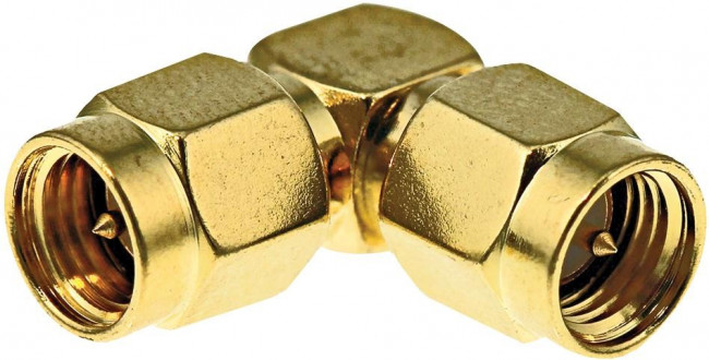 ADP-SMAM-SMAM90, Right Angle 50 RF Adapter SMA Plug to SMA Plug 6GHz