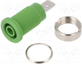 SEB6452-GN, Гнездо, "банан" 4мм, 32А, 1кВ, зеленый, никелированные, на панель