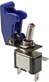 SAC-01 BLUE ASW-07D R-LED, Тумблер двухпозиционный однополюсный ASW-07D с синим предохранительным колпачом SAC-01, 61.7х16х28 мм. ON-OFF,