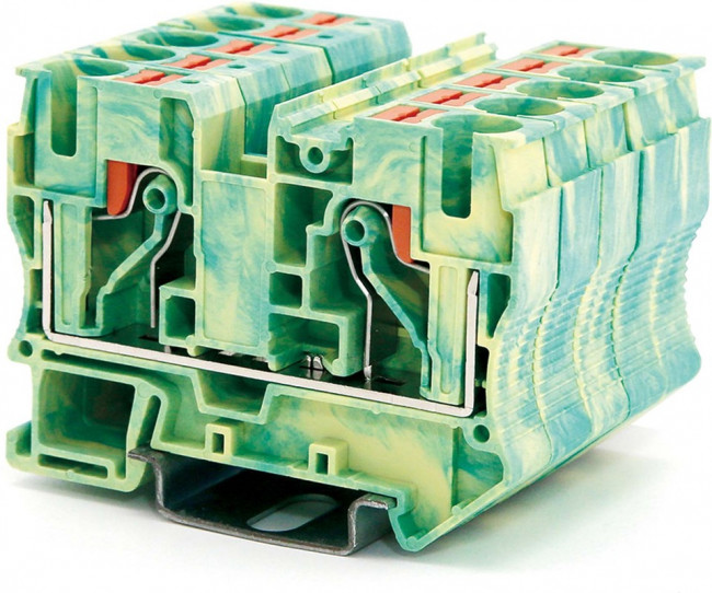 Клемма заземления зажим push-in 2 точки подключения 10кв.мм DKC VPR-10-PE-YG