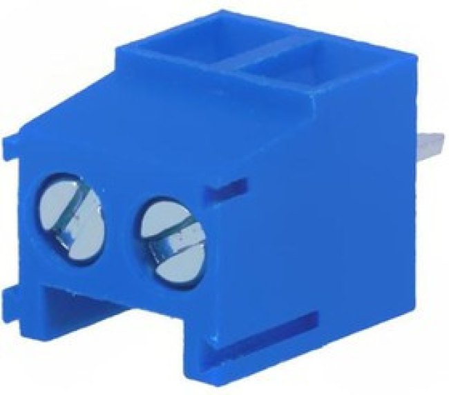 TB-3.5-P-2P/BL, Зажимная рейка для печатных плат, угловой 90°, 3,5мм, на PCB TB-3.5-P-2P/BL, Зажимная рейка для печатных плат, угловой 90°, 3,5мм, на PCB