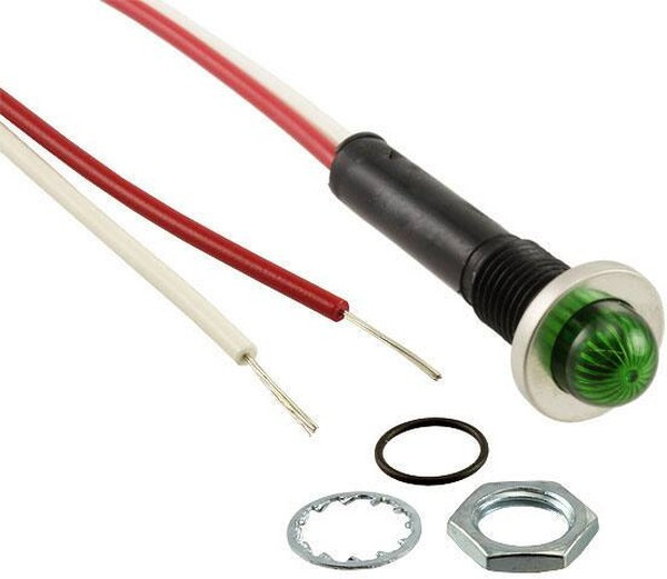 6091M5-24V, LED Panel Mount Indicators GREEN DIFFUSED 3/8" MOUNTING HOLE