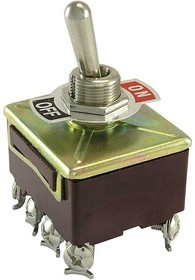 KN3B-401A, Тумблер двухпозиционный однополюсный , 55.5х37х33.6 мм, ON-OFF, 4PST, 6 А, 250 В, 50 мОм, 8 контактов, под винт