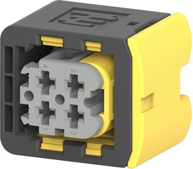 Socket, unequipped, 4 pole, straight, 2 rows, gray, 2-1418390-1 Socket, unequipped, 4 pole, straight, 2 rows, gray, 2-1418390-1