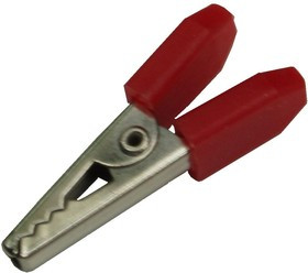 AG-026, Зажим "Крокодил" с изолятором красный, 5А